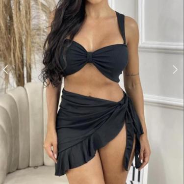 Imagem de Saia Pareô Curta Saída Praia Envelope Babado Tendência Canga, Saia par