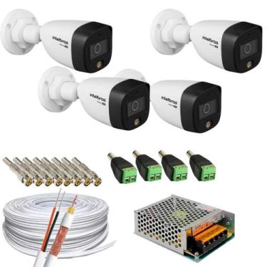 Imagem de Kit 4 Câmeras segurança Intelbras 1220b Full color com 1 Fonte 5amp 12