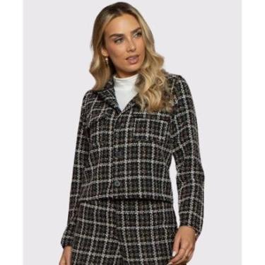 Imagem de JAQUETA CROPPED TWEED XADREZ DETALHES COM BRILHO-Feminino