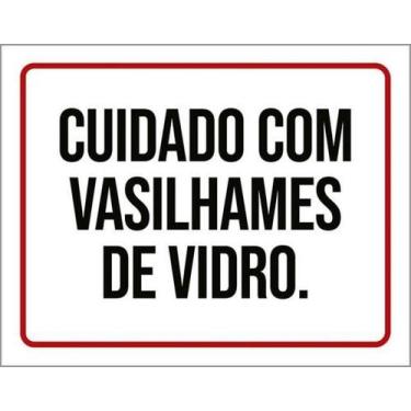 Imagem de Kit 5 Placas Cuidado Vasilhames De Vidro 36X46 - Sinalizo