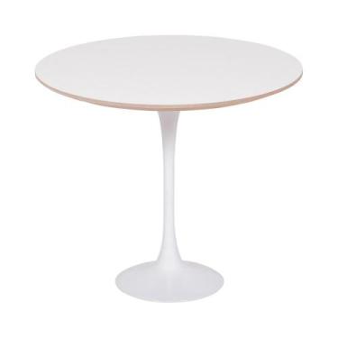 Imagem de Mesa Saarinen Lateral Oval Fórmica Branca 57x38cm - Base Branca - mgsa