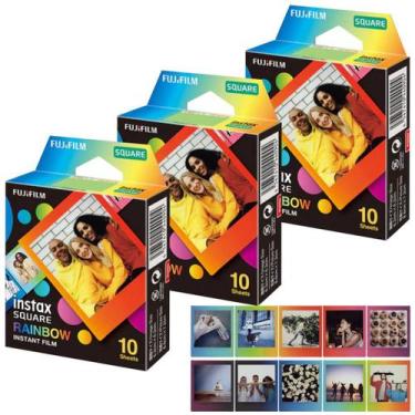 Imagem de Kit 30 Filmes Fujifilm Instax Square Rainbow Para Sq1 Sq20 Sq10 Sq6