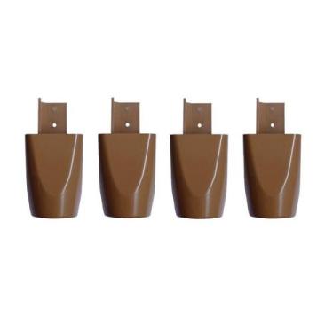 Imagem de Kit com 4 Pés para Multiusos Guarda Roupas 7cm Mari Marrom - Zoe & Cha