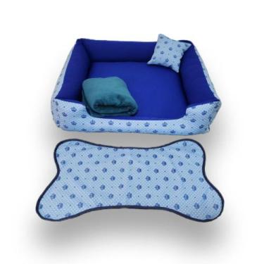 Imagem de cama G cama pra cachorro 70x70cm cama pet até 15kg +tapete e manta - g