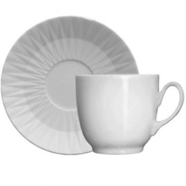 Imagem de Xícara 75ml Para Café Diamante Com Pires Porcelana Germer Branca Cafez