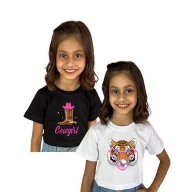 Imagem de Blusinha Infantil Cropped Manga Curta Juvenil Kit 2 Peças - AK FASHION