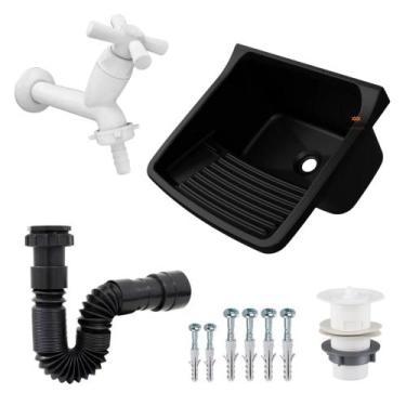 Imagem de Tanque de Plastico p/ Lavar Roupa + Sifão + Torneira Viqua - Rocha Mat