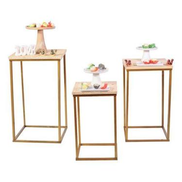 Imagem de Conjunto De Mesas Retangular Para Festa 3 Peças Desmontavel - Casa Úti