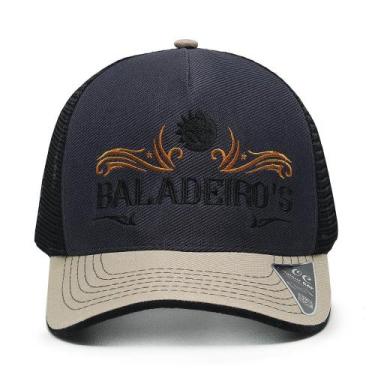 Imagem de Boné Baladeiros Copa Alta Estilo Trucker Ou Americano Cinza Escuro