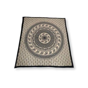 Imagem de Colcha Casal Indiana Algodão Estampa Mandala com Elefante - Sarat Moda