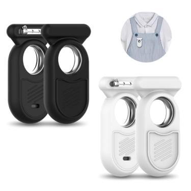 Imagem de Generic [2 peças] Capa protetora completa de silicone macio antiderrapante para Samsung Galaxy SmartTag 2, com pino invisível, para crianças, animais de estimação, mochila (preto)