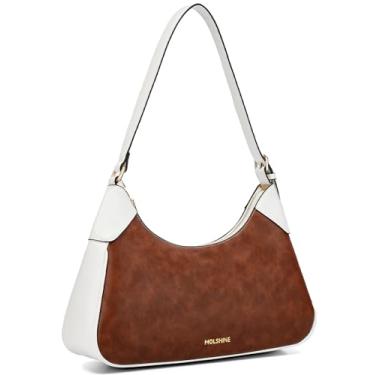 Imagem de molshine Bolsa de ombro de couro sintético, bolsa crescente, bolsa de axila, bolsa clutch de festa para mulheres modelo DLK0059, Marrom