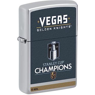 Imagem de Zippo 2023 Stanley Cup Champions Vegas Golden Knights Isqueiro de bolso cromado altamente polido