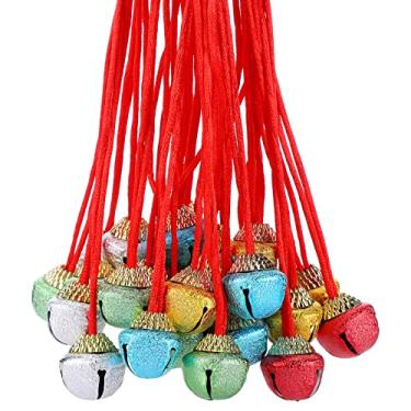 Imagem de 60 pacotes de colar de sino de Natal grande jingle dourado colar de sino de Natal para mulheres, meninos e meninas (cores foscas)