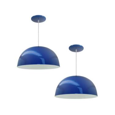 Imagem de Kit 2 Luminária Pendente Meia Lua 24cm Com Interior Branco Brilho Fiaç