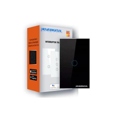 Imagem de Interruptor 1 Botão Preto Touch Zigbee Novadigital Tuya