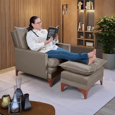 Imagem de Poltrona Papai Reclinável Munique Veludo Com Puff Banqueta (Chocolate)