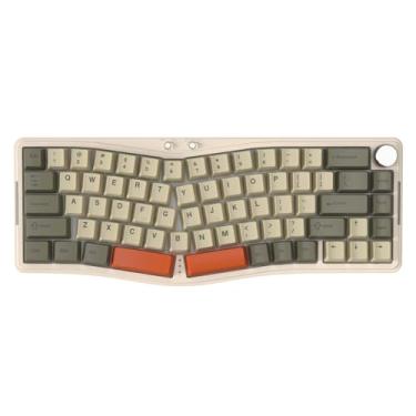 Imagem de ATTACK SHARK AKS068PRO Teclado mecânico sem fio para jogos 65% Alice Layout Junta hot-swap com botão programável RGB VIA com fio/BT5.1/2.4Ghz Bateria de 3000mAh Interruptor de sal marinho (Cinza)