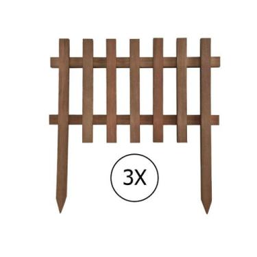 Imagem de 3 Cercas de Jardim de Eucalipto 30x50 cm Stain Nogueira - Tudo Jardim