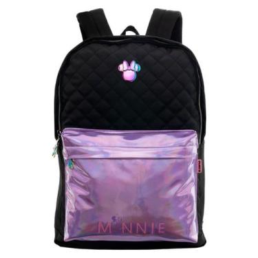Imagem de Mochila de Costa Minnie Holográfica Preta e Lilás Xeryus - Xeryus Imp.