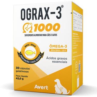 Imagem de Ograx 3 1000mg Avert 30 Cápsulas Ômega 3 para Cachorro Gato