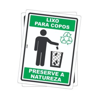 Imagem de Kit 2 Placas de Sinalização - Lixeira para Copos Recicláveis  Preserve