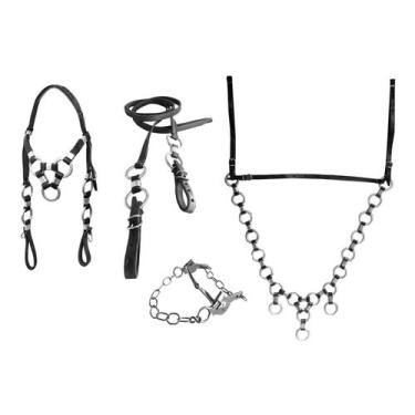 Imagem de Cabeçada,peitoral+ Rédea Argola,+ Freio Bridão Cavalo Muares - Selaria