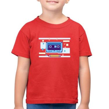 Imagem de Camiseta Algodão Infantil Fita Cassete - Foca na Moda, Vermelho, 8