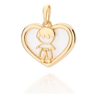 Imagem de Pingente Formato Coração Com Acrílico Com 542806 - Rommanel, Branco, u
