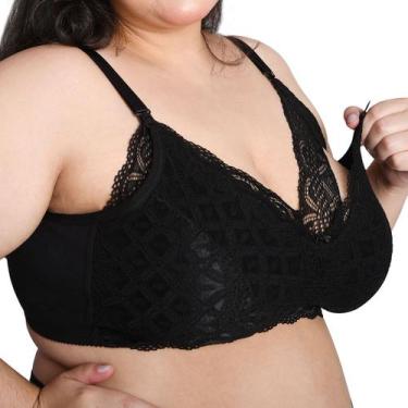 Imagem de Sutiã Plus Size Linda Gestante Amamentação sem Bojo Rendado Conforto, 