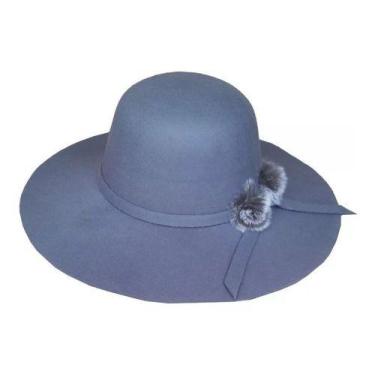Imagem de Chapéu Feminino Feltro Floppy Inverno Pompom Aba Pequeno 7cm - oem, Ma