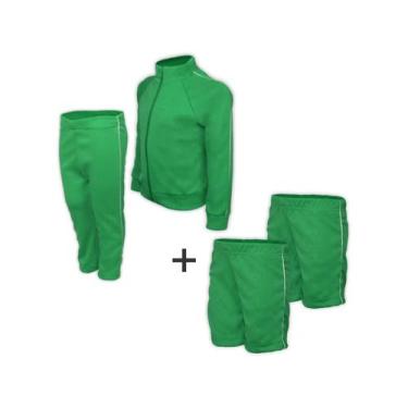 Imagem de Kit Uniforme Escolar Helanca Elanca Completo Verde Bandeira - Del Fran
