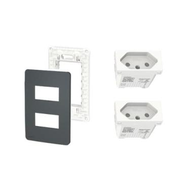 Imagem de Kit Tomada Dupla 10A-20A Placa e Suporte Orion Schneider - Legrand