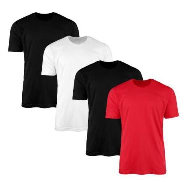 Imagem de Kit 4 Camisetas AMGK Masculina Lisa Básica 100% Algodão, P, Masculino,