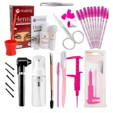 Imagem de kit designer sobrancelhas henna makiaj mixer paquimetro anel, Castanho