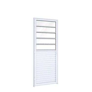 Imagem de Porta de Giro de Alumínio com Travessa 215 x 85 x 6,5 cm Direita Riobr