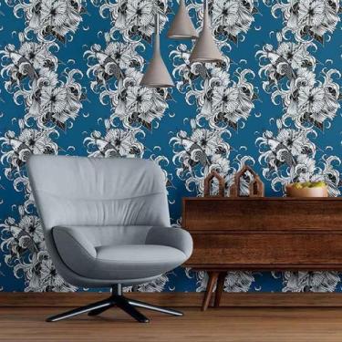 Imagem de Papel De Parede Adesivo Carpas Flores N09018 0,58x2,5M - Adesivo BR
