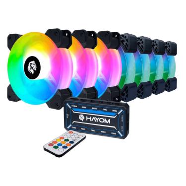 Imagem de Kit 7 Fans Hayom Led RGB 120mm C/ Controladora - FC1306