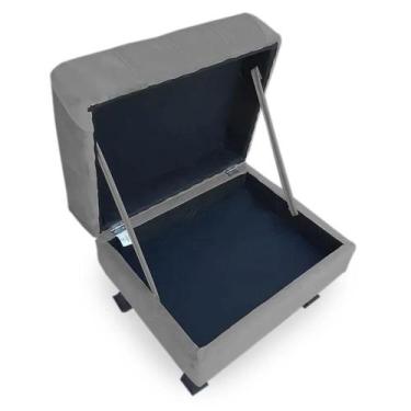 Imagem de Puff Baú Retrô Luis Xv Capitonê Suede Cinza - DS Estofados - Estopar