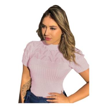Imagem de Blusa Tricot Elegância com Gola Alta e Manga Curta Blusa Tricot Elegân