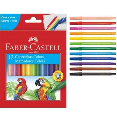 Imagem de Canetinhas Hidracor Hidrográficas Faber Castell Com 12 Cores Volta às Aulas