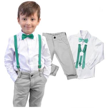 Imagem de Conjunto Social Cinza Manga Longa Calça Casamento Pajem Bebê - Migueli