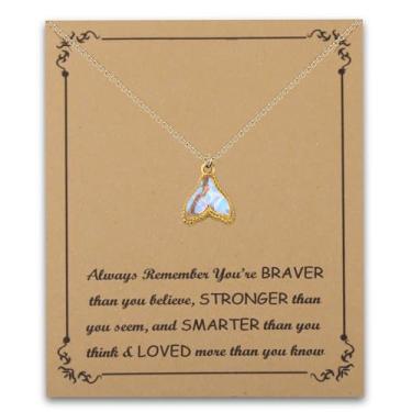 Imagem de FUSTMW Colar de cauda de sereia, presente para amantes de sereia, joia de baleia, cauda de golfinho, joia de praia para mulheres, Small, Cobre Aço inoxidável, Sem Pedra Preciosa