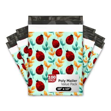 Imagem de 10x13 (100) Ladybug Designer Poly Mailers Shipping Envelopes Premium Printed Bags
