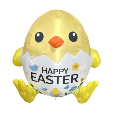 Imagem de Nishiyuenyi Decoração de quintal de brinquedos inflável de Páscoa de 133,3 cm Plugue UE iluminado em formato de pintinho para pátio