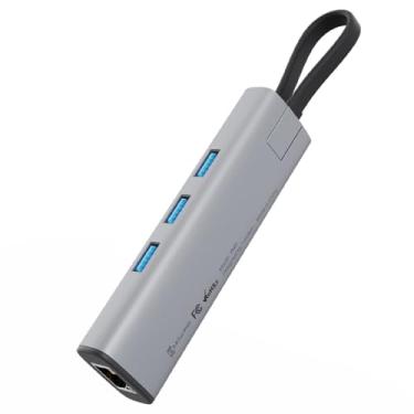Imagem de FUNDIAN Hub USB C para 5 em 1, adaptador Gigabit RJ45 Ethernet, 3 USB 3.0, entrega de energia de 100 W, compatível com MacBook Pro Air, iMac, Mac Mini, iPad, Galaxy S23 S22, Surface Book, Dell XPS,