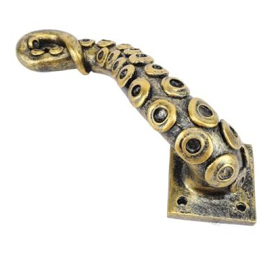 Imagem de Maçaneta de Porta de Polvo, Móveis de Armário de Bronze Vintage de Resina Puxa Maçaneta de Tentáculo de Polvo, para Decoração Estilo Steampunk para Uso Interno e Externo