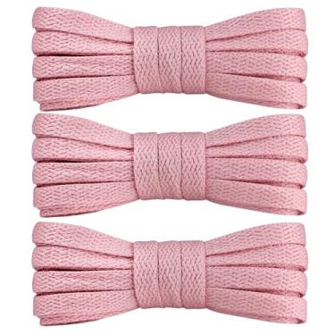Imagem de PTERYBIRD Cadarços de sapato rosa claro para tênis, cadarços planos de 61 cm, cadarços de substituição duráveis para Converse Air Force 1, cordão esportivo adequado para mulheres, homens e crianças, 3