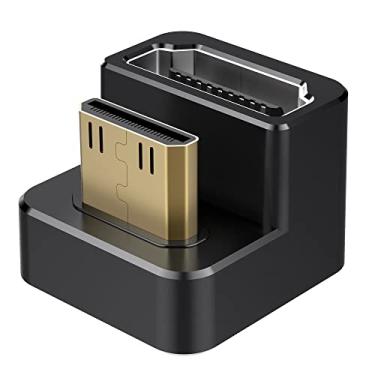 Imagem de AGVEE Pacote com 3 (lado longo para dentro) adaptador mini HDMI macho para HDMI fêmea com ângulo de 180 graus, em forma de U, extensor de conector de acoplador conversor 4K @60HZ para acessórios de monitor de exibição portátil, preto
