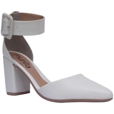 Imagem de Sapato Salto Grosso Scarpin Sandália Salto Bloco Moda (Off White, BR, Adulto, Numérico, 39)